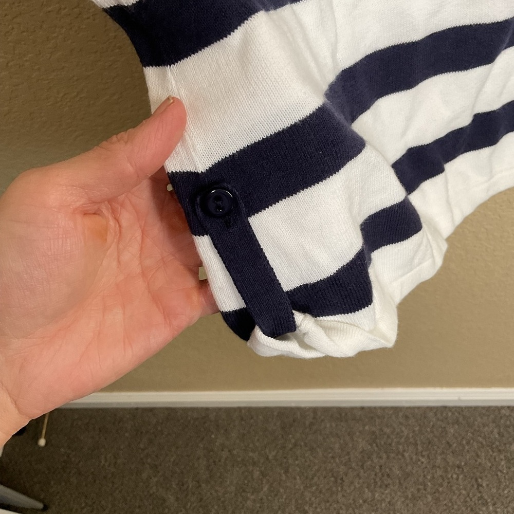 Alice + Olivia Womens XS White & Navy Striped Fitted Knit Casual Dress - Picture 4 of 5